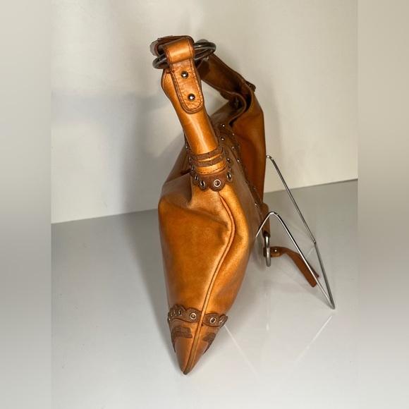 BCBGIRLS Camel leather grommet accent shoulder bag - Picture 6 of 9